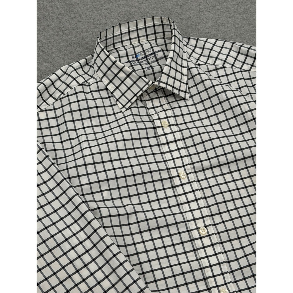 Vineyard Vines On-The-Go Performance Shirt Mens Medium White Blue Windowpane M